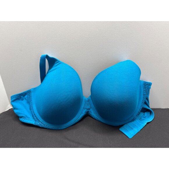 Ambrielle 36D Blue Padded Bra With Adjustable Straps & Lace Trim - Picture 1 of 6